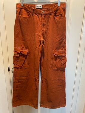 RSQ Baggy Corduroy Cargo Pants in Deep Rust